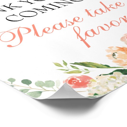 ベビーシャワー好意サインフローラピーチ素朴サイン ポスター (角)