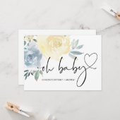 ベビーシャワー妊娠おめでとう青いフローラ カード (正面/裏面インサイチュ)