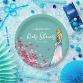 ベビーシャワー妊娠中の女性ロングドレスハート ペーパープレート (パーティー)