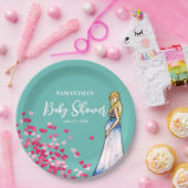 ベビーシャワー妊娠中の女性ロングドレスハート ペーパープレート (パーティー)