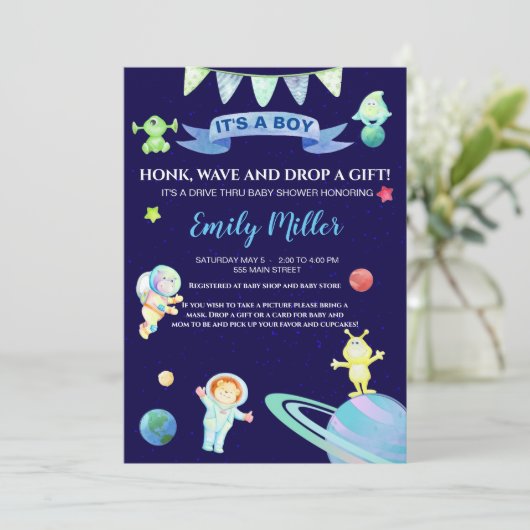 ベビーシャワー宇宙による宇宙飛行士の運転 招待状 (スタンド正面)