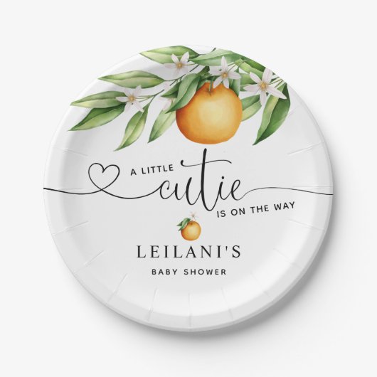 ベビーシャワー小さなかわいこちゃんオンザウェイウォーター色 ペーパープレート (正面)