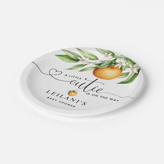 ベビーシャワー小さなかわいこちゃんオンザウェイウォーター色 ペーパープレート (アングル)