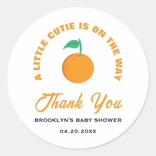 ベビーシャワー小さなかわいこちゃん柑橘類男女兼用 ラウンドシール (正面)