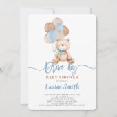 ベビーシャワー少年によるテディベアのドライブ 招待状 (正面)