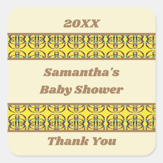 ベビーシャワー幾何学抽象芸術 男女兼用 スクエアシール (正面)