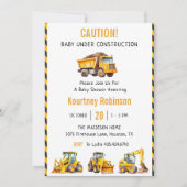 ベビーシャワー建築下の少年パーティー 招待状 (正面)