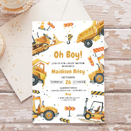 ベビーシャワー建築下の少年パーティー 招待状