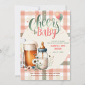 ベビーシャワー応援ボトルビーズピーチセージCOED 招待状 (正面)