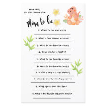 ベビーシャワー恐竜　ママのことをどれだけ知っている？ カード