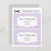 ベビーシャワー情報の挿入物カード、ラベンダーの紫色 インビテーションポストカード (正面/裏面)