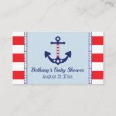 ベビーシャワー愛国的いかりおむつラッフルチケット エンクロージャーカード (裏面)