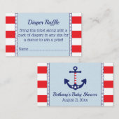 ベビーシャワー愛国的いかりおむつラッフルチケット エンクロージャーカード (正面/裏面)