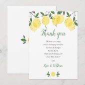 ベビーシャワー感謝の歌レモン サンキューカード (正面/裏面)