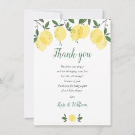 ベビーシャワー感謝の歌レモン サンキューカード