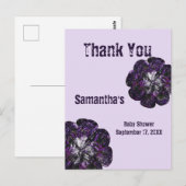 ベビーシャワー感謝状 パープルフラワーありがとう ポストカード (正面/裏面)