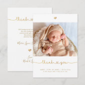 ベビーシャワー感謝祭 ゴールド調 おしゃれ ラブ スクリプト サンキューカード (正面/裏面)