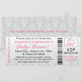 ベビーシャワー招待チケット（女の子） 招待状 (正面/裏面)