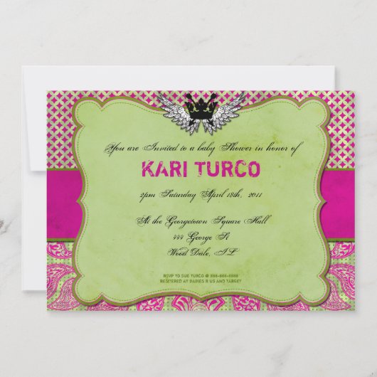 ベビーシャワー招待状とアーバン&お尻! 招待状 (正面)