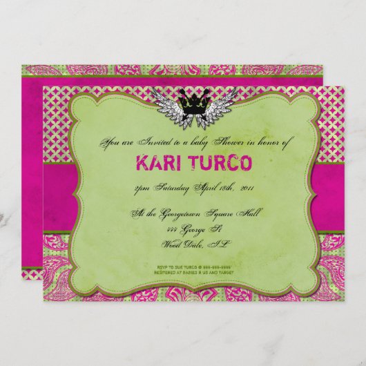 ベビーシャワー招待状とアーバン&お尻! 招待状 (正面/裏面)