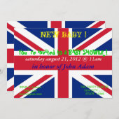 ベビーシャワー招待状とイギリス統一された国旗 招待状 (正面/裏面)
