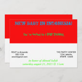 ベビーシャワー招待状とインドネシア国旗 招待状 (正面/裏面)