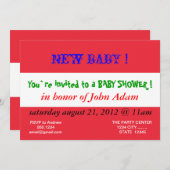 ベビーシャワー招待状とオーストリア国旗 招待状 (正面/裏面)