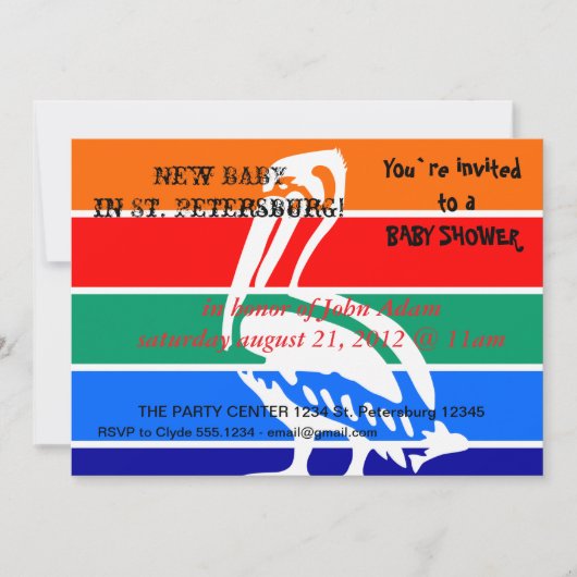 ベビーシャワー招待状とサンクトペテルブルク国旗 招待状 (正面)