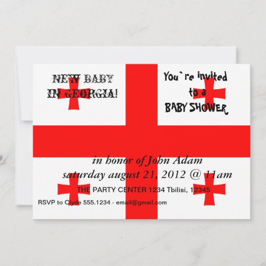 ベビーシャワー招待状とジョージア州旗 招待状 (正面)