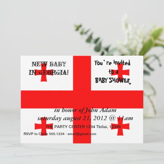 ベビーシャワー招待状とジョージア州旗 招待状 (スタンド正面)