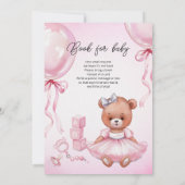 ベビーシャワー招待状とテディベア。 招待状 (裏面)