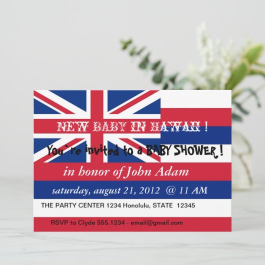 ベビーシャワー招待状とハワイ州旗 招待状 (スタンド正面)