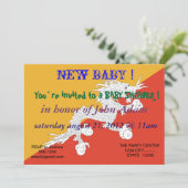 ベビーシャワー招待状とブータン国旗 招待状 (スタンド正面)