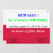 ベビーシャワー招待状とポーランド国旗 招待状 (正面/裏面)