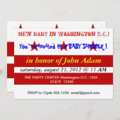 ベビーシャワー招待状とワシントンDC州旗 招待状 (正面/裏面)
