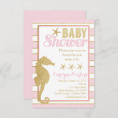 ベビーシャワー招待状と金ゴールドシーホース 招待状 (正面/裏面)
