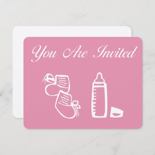 ベビーシャワー招待状の女の子 招待状 (正面/裏面)