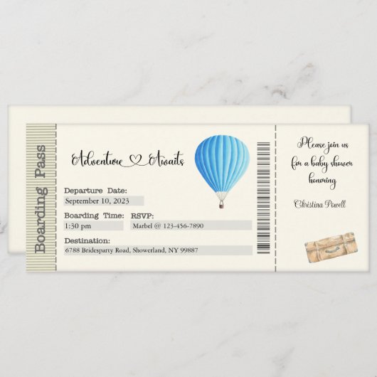 ベビーシャワー招待状アドベンチャー待ち 招待状 (正面/裏面)