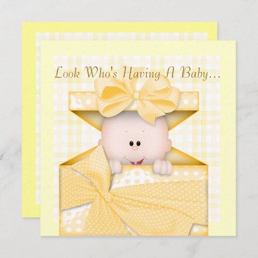 ベビーシャワー招待状イエロー 招待状 (正面/裏面)