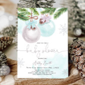ベビーシャワー招待状ウィンタークリスマスブルーボーイ 招待状
