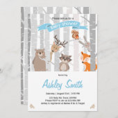 ベビーシャワー招待状ウッドランド動物森の少年 招待状 (正面/裏面)