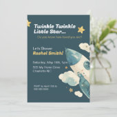 ベビーシャワー招待状スターズアンド宇宙テーマ 招待状 (スタンド正面)