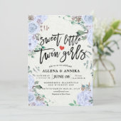 ベビーシャワー招待状ズスイートリトルツインガールズ サンキューカード (スタンド正面)