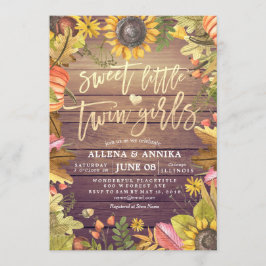 ベビーシャワー招待状ズスイートリトルツインガールズ 招待状