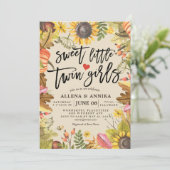 ベビーシャワー招待状ズスイートリトルツインガールズ 招待状 (スタンド正面)