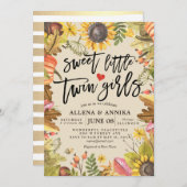 ベビーシャワー招待状ズスイートリトルツインガールズ 招待状 (正面/裏面)