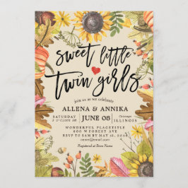 ベビーシャワー招待状ズスイートリトルツインガールズ 招待状