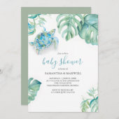 ベビーシャワー招待状ズボーイトロピカルウミガメ 招待状 (正面/裏面)