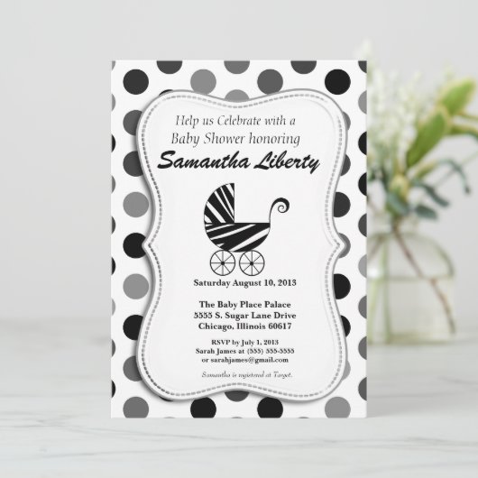 ベビーシャワー招待状ゼブラ 招待状 (スタンド正面)