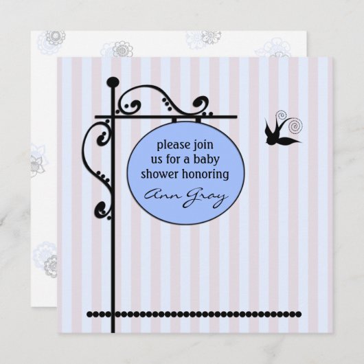 ベビーシャワー招待状テンプレート 招待状 (正面/裏面)